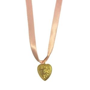 Coquette Heart Ribbon Necklace with Vintage Charm